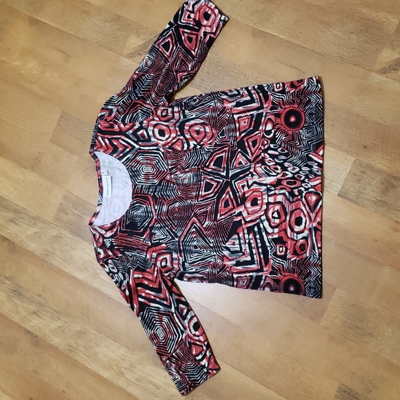 Rebecca Malone - Abstract Geometric Tie-dye 3/4 sleeved top (Ladies Medium) - Picture 2 of 12